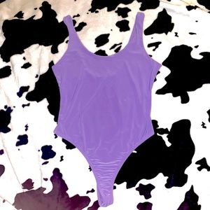 High-Cut Violet One Piece Thong Bodysuit